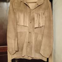 giacca in pelle scamosciata  con frange