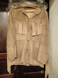giacca in pelle scamosciata  con frange