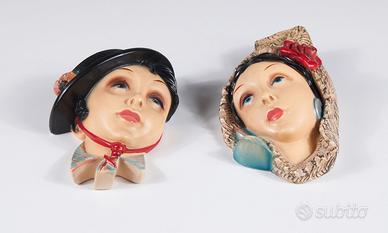 Coppia teste in gesso Sarem anni ’50 mod. 703/704