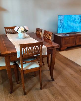 soggiorno classico in legno noce