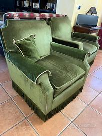 Poltrone Vintage in Velluto Verde
