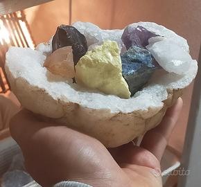 Set geode in Quarzo Ialino con Cristalli grezzi 