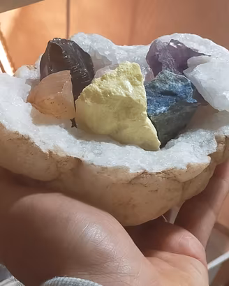 Set geode in Quarzo Ialino con Cristalli grezzi 