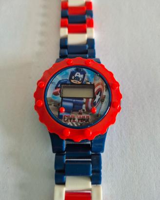 Orologio Bimbo Stile LEGO CAPITAN AMERICA 