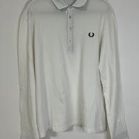 Fred perry polo long sleeve L bianca maglia