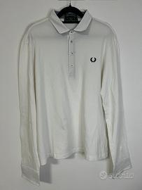 Fred perry polo long sleeve L bianca maglia