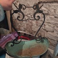 PORTAVASO DA PARETE IN RAME E FERRO