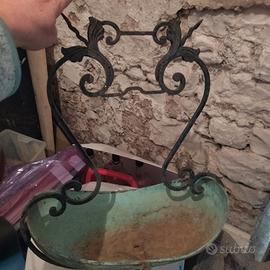 PORTAVASO DA PARETE IN RAME E FERRO