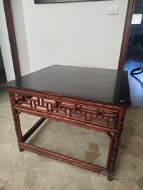 tavolino cinese bambù e lacca nera fine XIX secolo