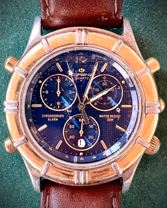 Lorenz cronografo vintage uomo blu/oro
