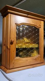 Pensile vetrina angolo massello