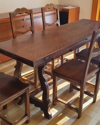 Tavolo fratino a libro in Legno massello e 6 sedie