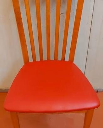 🪑 Sedia in Legno Rivestita in Ecopelle Rossa 🪑