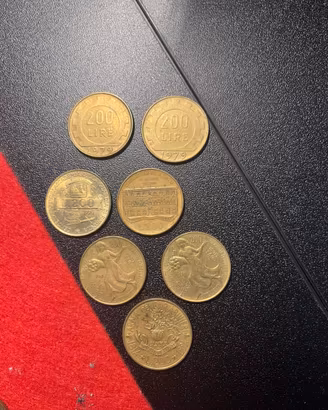 Lotto 7 monete 200 lire Repubblica Italiana