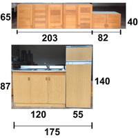 Cucina 175cm lavandino e frigo e pensili