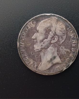 MonetaNiederlande 1 Gulden 1843 Wilhelm II Argento