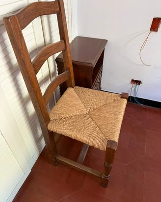 sedie vintage in legno massello con seduta intrecc