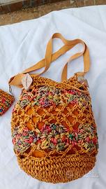Borsa cesta multicolore con borsellino