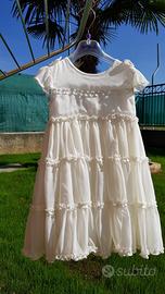 Abito cerimonia bimba bianco con coprispalle