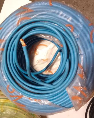Cavo elettrico 10 mm2 azzurro poco meno di 100 m