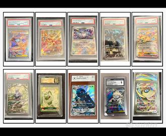 Lotto 10 carte pokemon Psa 10-Cgc-graad poco tratt