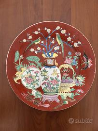 Piatto porcellana cinese Famiglia Rosa