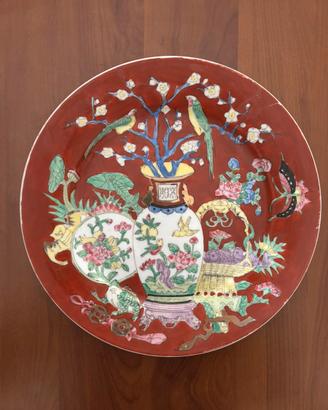 Piatto porcellana cinese Famiglia Rosa