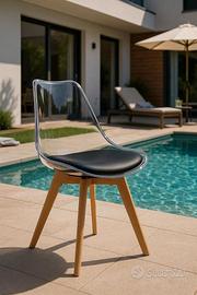 Set 6 Sedie Design Nordico Trasparenti ed Ecopelle