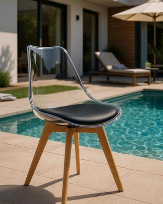 Set 6 Sedie Design Nordico Trasparenti ed Ecopelle