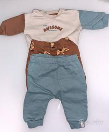 Maglietta e 2 pantaloni neonato