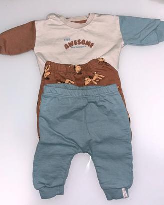 Maglietta e 2 pantaloni neonato