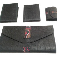 PORTAFOGLI PELLE COCCO  STAMP NERO SET COMPL. 4 PZ