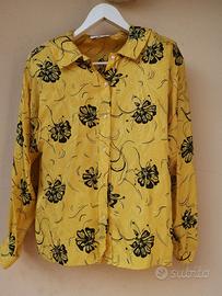 Camicia Vintage 100% Seta Gialla – Fantasia Fiore