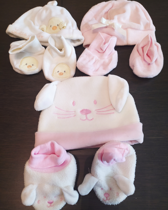Coordinati primi mesi berretto pantofoline in pile