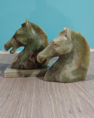 fermalibri testa di Cavallo in onice verde