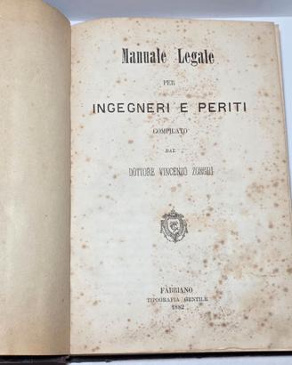 Libro Antico 1882 Manuale legale per ingegneri