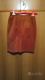 Gonna tubino in pelle scamosciata