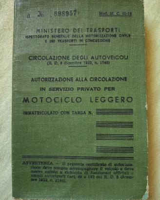 Libretto circolazione Lambretta 125 