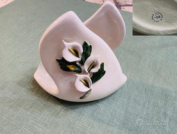 Porta Tovaglioli Capodimonte con Fiori Calla