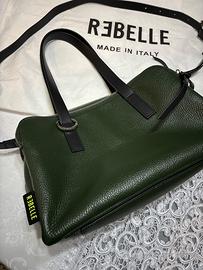 Borsa Rebelle in pelle verde e nera