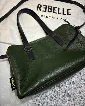 Borsa Rebelle in pelle verde e nera
