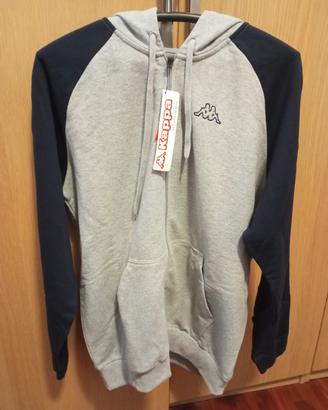 felpa Kappa grigia/blu con cappuccio e zip. Tg XXL