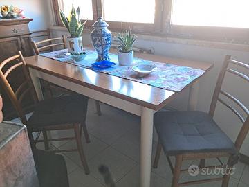 tavolo cucina 1.40x90 allungabile  + 33 cm. + 4 se