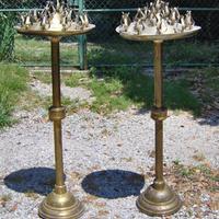 COPPIA ANTICHI CANDELABRI OTTONE EPOCA 1800
