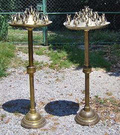 COPPIA ANTICHI CANDELABRI OTTONE EPOCA 1800