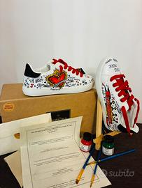 Sneakers Dipinte a Mano tg. 39 con scatola