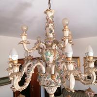 lampadario porcellana di capodimonte 