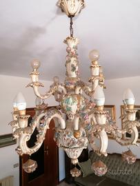 lampadario porcellana di capodimonte 