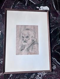 Disegno Antico carboncino ritratto barbuto