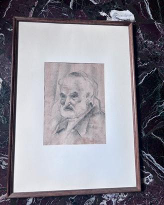 Disegno Antico carboncino ritratto barbuto